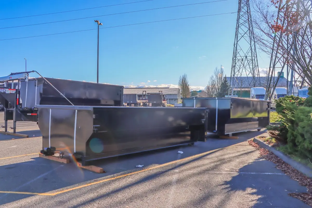Roll-off dumpster ready for waste disposal at job site for Construction Dumpster Rental in Emeryville